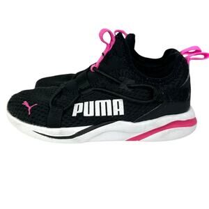 Puma Knit Sneakers Shoes Toddler Size 10C Black Pink 194645-04